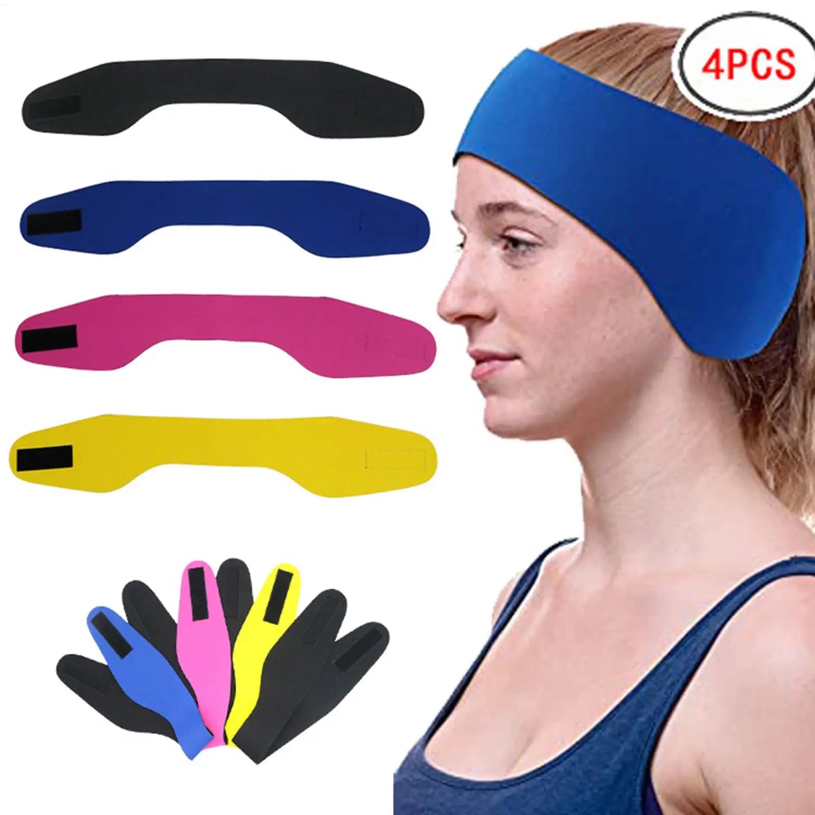 Swimming Ear Band Adjustable Neoprene Headband Breathable Wrap Kids Adults Ears Cover Caps Summer Beach Lake Bathing