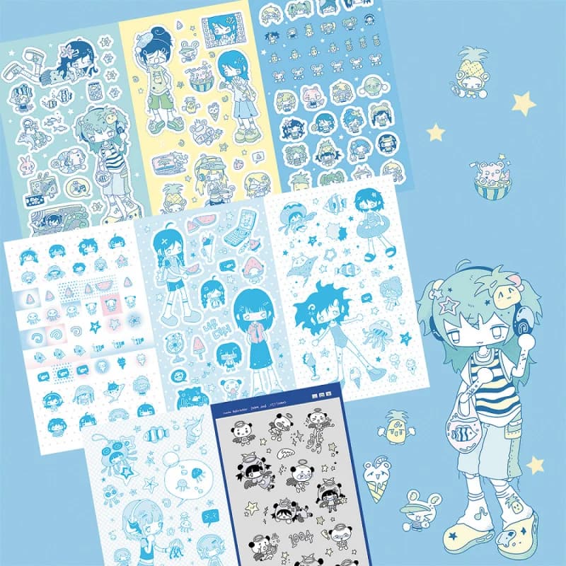 Corea carino estate retrò ragazza personaggio adesivi conto mano cassa del telefono notebook diario pianificatore scrapbook adesivi decorativi fai da te