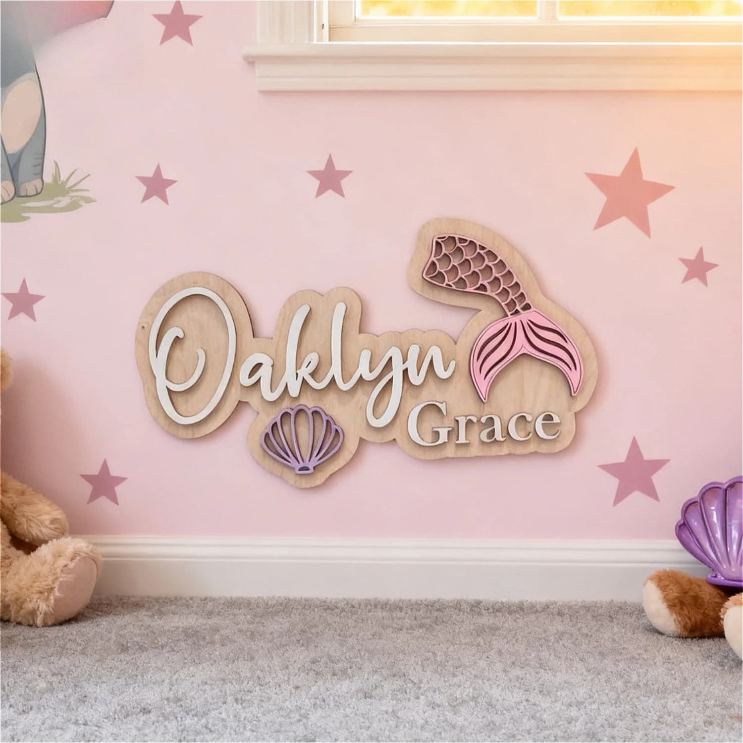 1pc Customizable Double-layer Wooden Surname Brand, Customizable Name, Suitable for Room and Home Decoration, Customized Gift