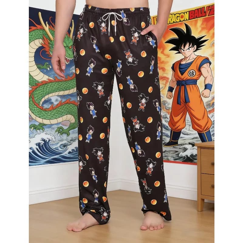 Pantaloni Pigiama Estivi 2026 Dragon Ball Chibi Goku & Vegeta con Stampa Anime All-Over per Adulti e Bambini, Asciugatura Rapida, Comodi e Leggeri, Abbigliamento da Casa