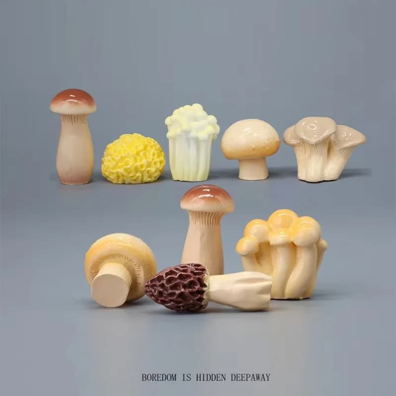 8pcs Mixed Mini Resin Mushroom Miniatures, Micro Landscape Fairy Garden Supplies, Potted Plant Terrarium Craft DIY Accessory
