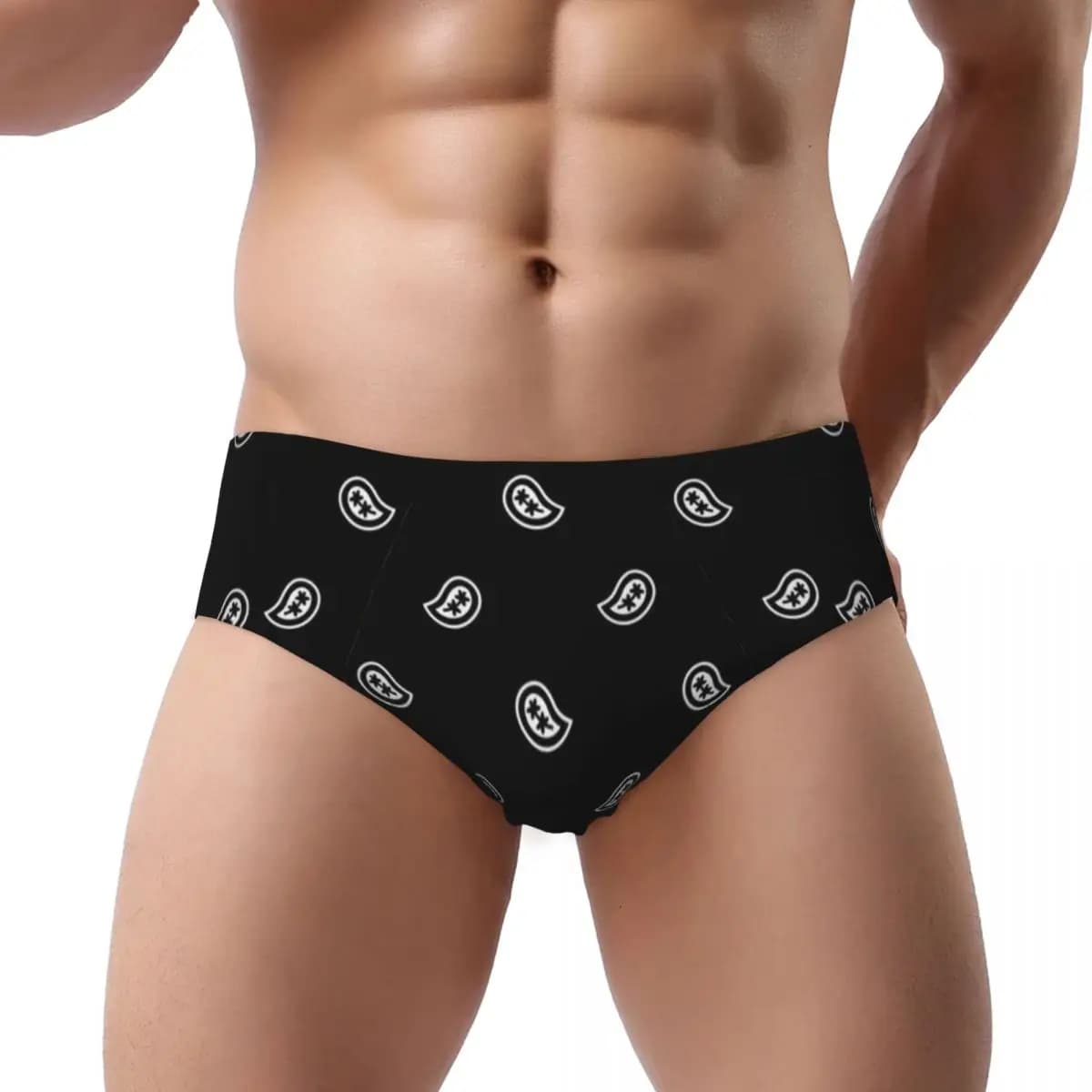 Biancheria intima da uomo personalizzata in bianco e nero Paisley Chicano Bandana Style Slip elasticizzati