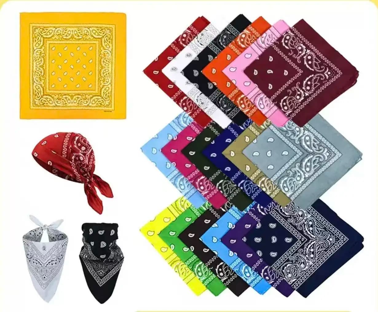American Trendy Bandana, Paisley Batik Bandana, Hip-hop Cycling Street Dance Outdoor Scarf, 12 Pcs (Unisex)