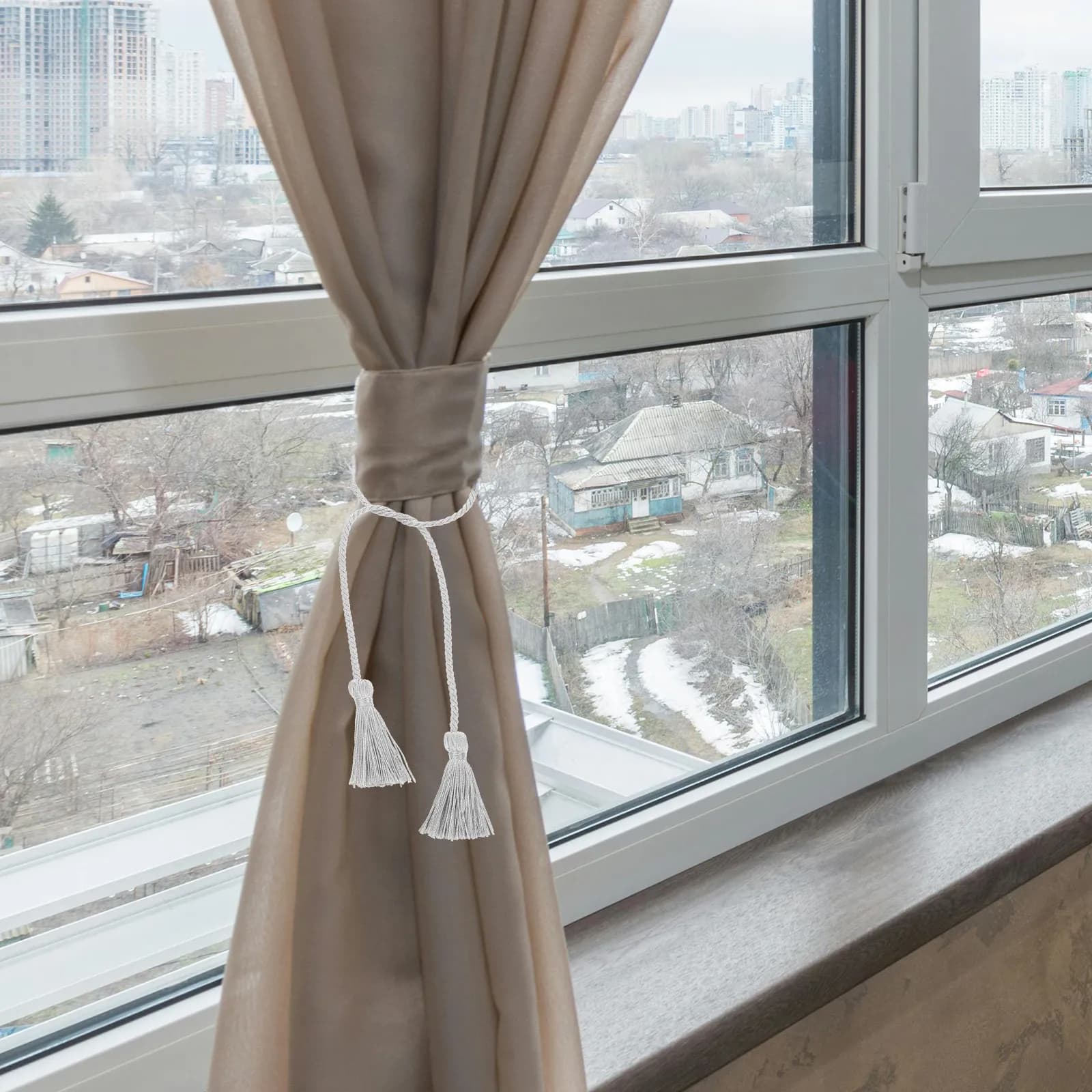 10 Pezzi Fermatende Moderni a Sfera Singola con Elegante Grappolo di Nappe per Tende Pesanti in Voile, Accessori Decorativi per Tende