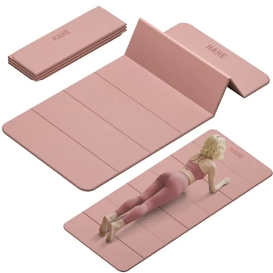 Tappetino Yoga Pieghevole 188cm x 81cm x 3cm, Tappetino per Esercizi Antiscivolo Largo per Pilates, per Allenamento a Casa/Viaggio, Tappetino Yoga Portatile
