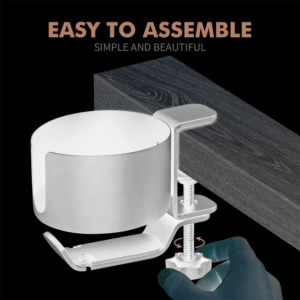 Premium Aluminum Alloy Headphone Hanger and Desk Cup Holder Combo Adjustable Clip for Headset Stand Gaming Setup Stable Under