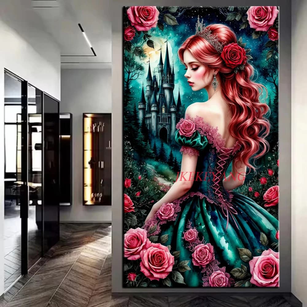 Beautiful Girl Castle and Flowers Picture DIY Diamond Painting Cross Stitch Full Drill Diamond Mosaic New Collection Home Decor