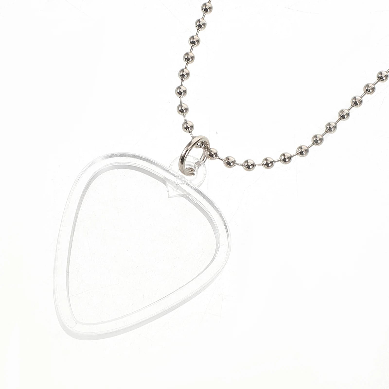 Collana porta plettro per chitarra, trasparente a forma di cuore per chitarra basso, ukulele, scatola portaoggetti, regalo per gli amanti dei chitarristi