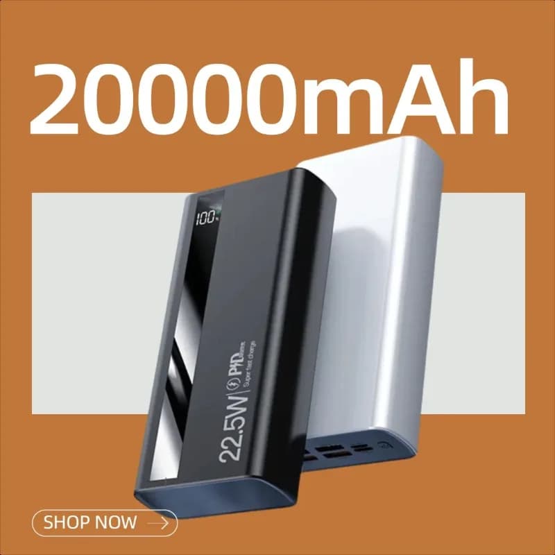 Power Bank Certificato 3C con Ricarica Super Veloce Bidirezionale 20000mAh, Caricabatterie Portatile Leggero con Display Digitale