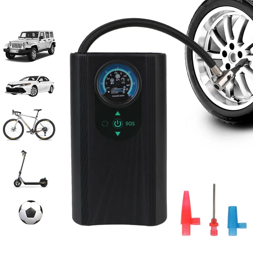 Pompa d'aria portatile a gonfiaggio rapido 12V Compressore d'aria elettrico per gonfiaggio di pneumatici per moto ad alta precisione per bicicletta da auto per moto