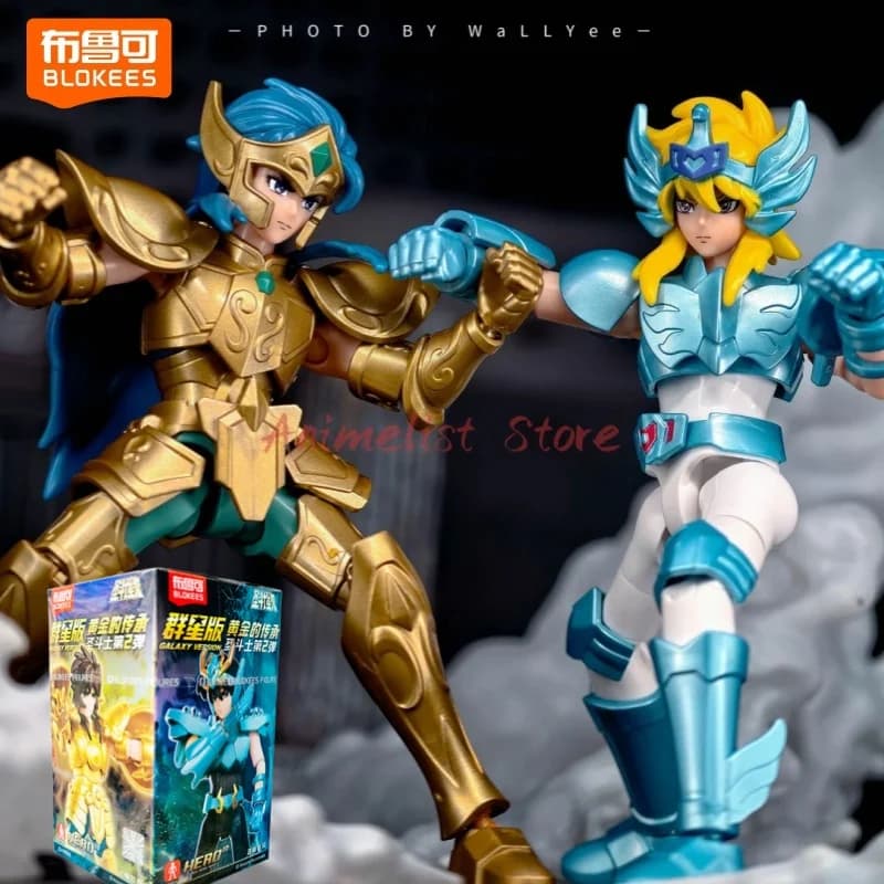 Blokees Saint Seiya Blind Box Galaxy 02 Versione The Legacy Of The Gold Saints Kit modello di assemblaggio giocattolo originale Action Figure regalo