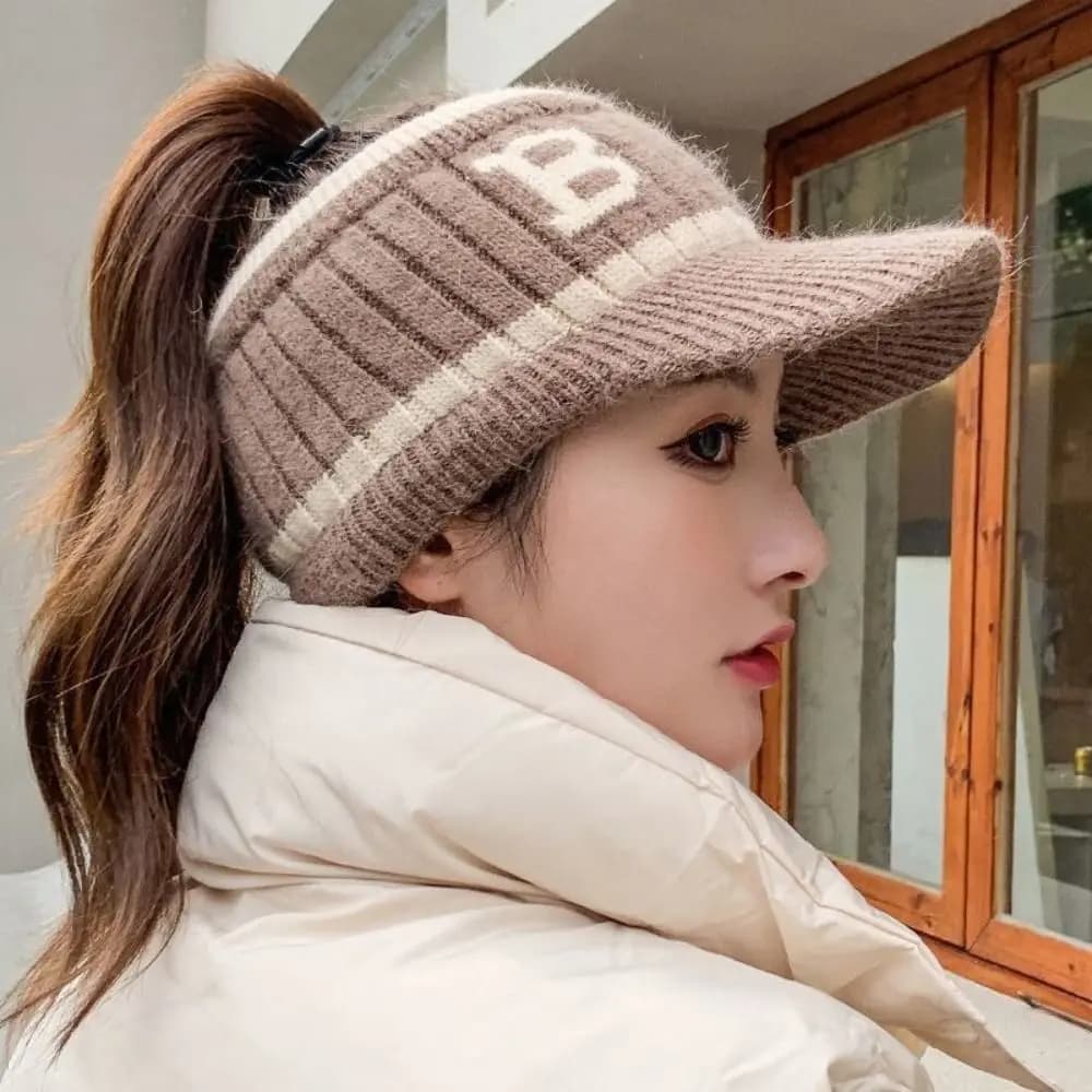 Fashion Empty Top Women Baseball Cap Cold-proof Soft Girls Baseball Cap Ear Protection Warm Earmuffs Beanies Hat Outdoor Cycling