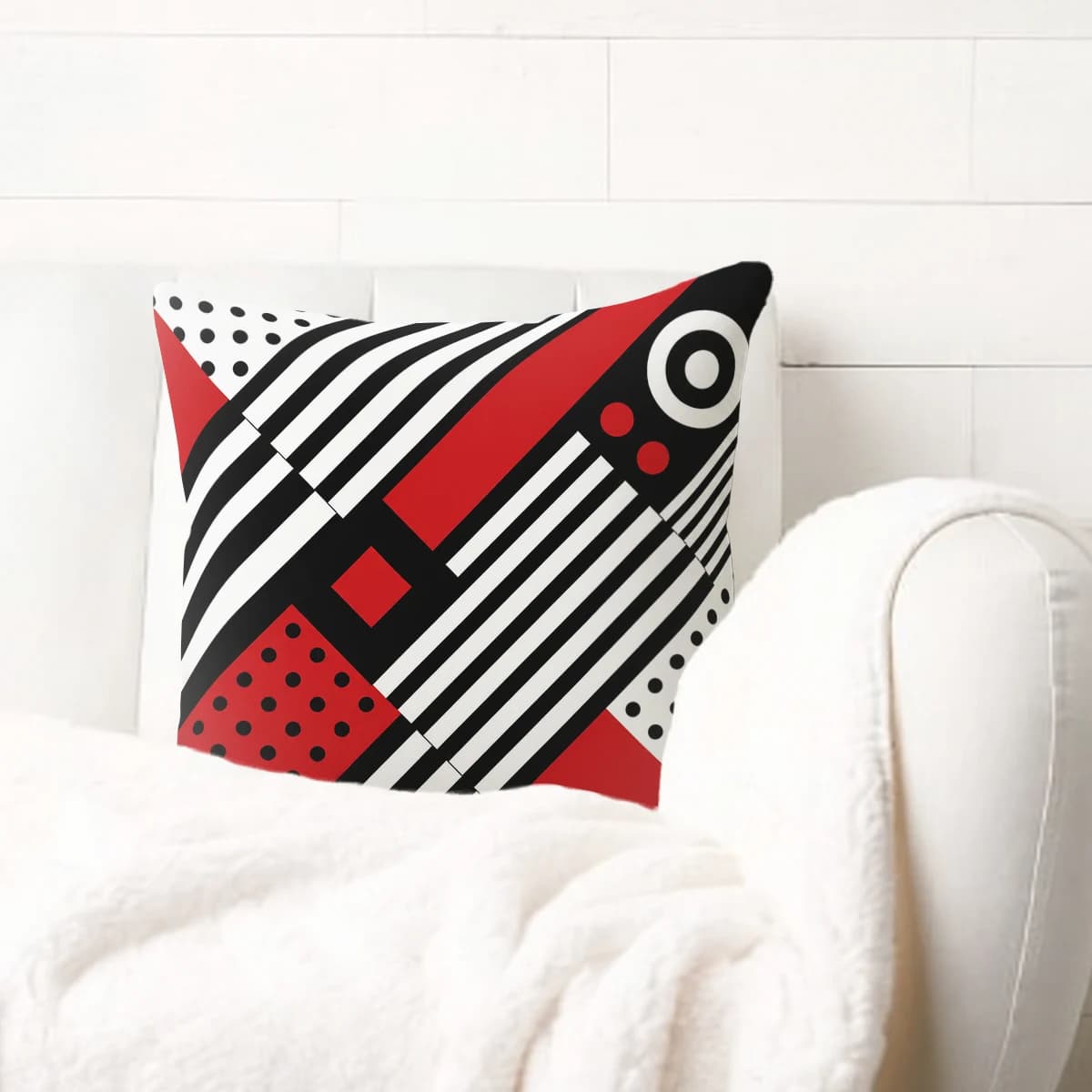 Red Rose & Butterfly Pattern Polyester Pillow Cover - Stylish Floral Decorative Pillowcase for Sofa, Bedroom & Living Room