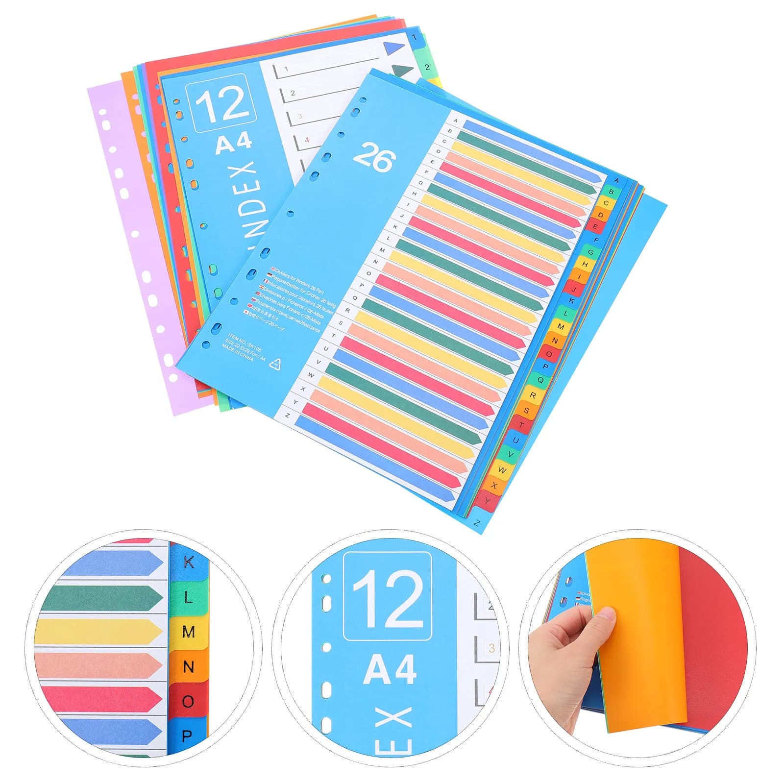 38Pcs Colored Plastic Folder Separator Loose-Leaf Index Pages for Notebook File Organization Waterproof Tabs Dividers Efficient