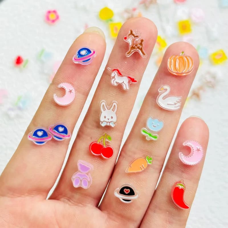50 pz nuovo carino mini zucca cigno pianeta luna figurine artigianato flatback cabochon ornamento gioielli manicure che fanno accessori A49