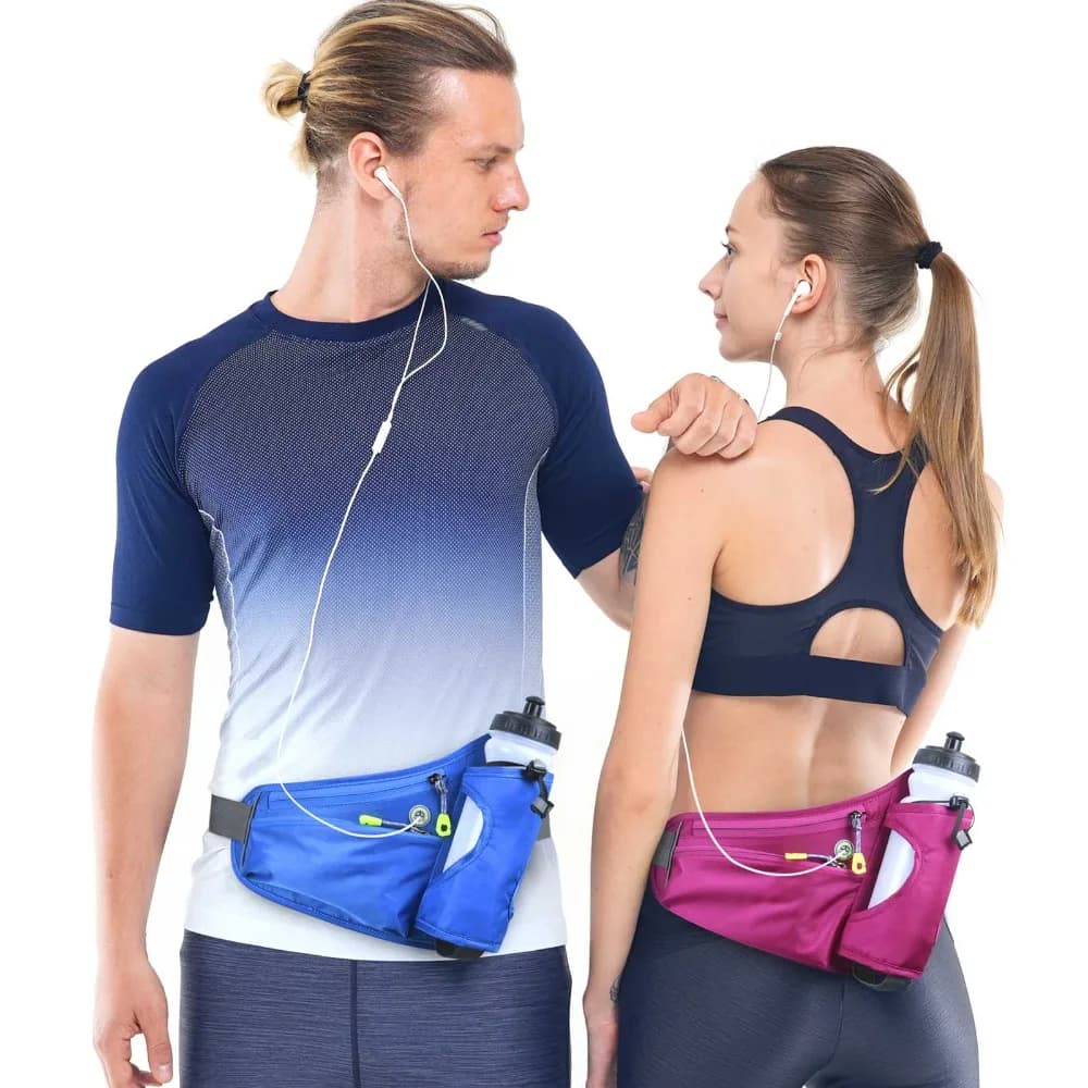 Adjustable Hydrating Belt Sports Bottle Holder, Compatible with Phone, Waterproof, for Running and Cycling