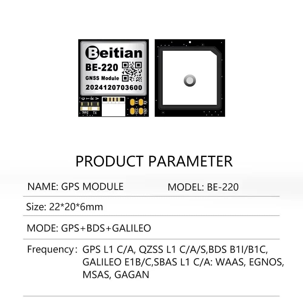 Beitian BE-180 BE-220 BE-280 BE-880 GPS module with Antenna M10050, Receiver GNSS in Bassissimo Consumption for Vehicles and drones