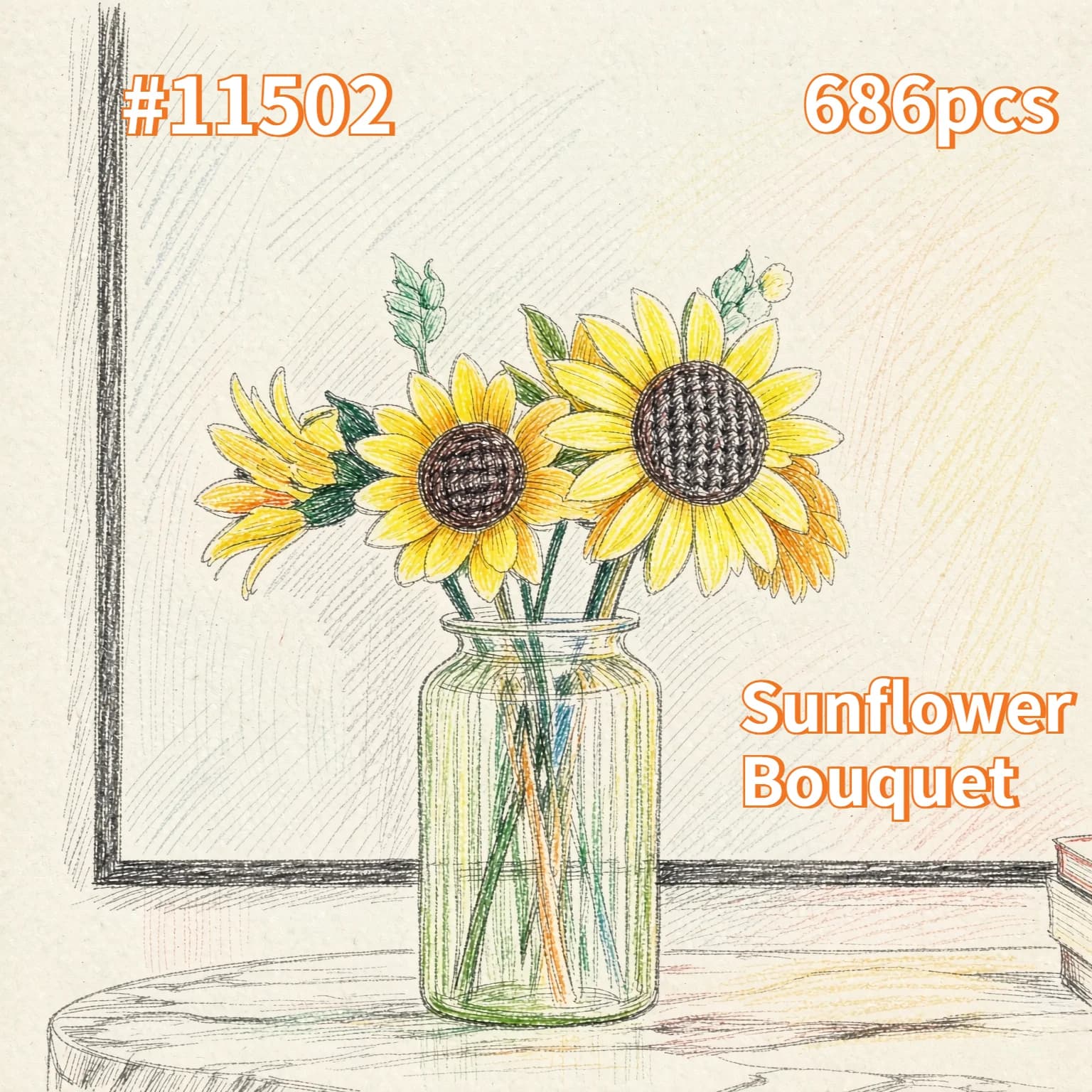 Sunflower Bouquet Building Blocks Compatible With Legoed Artificial Flower Model Home Decoration Desk Plant Assemble Gifts