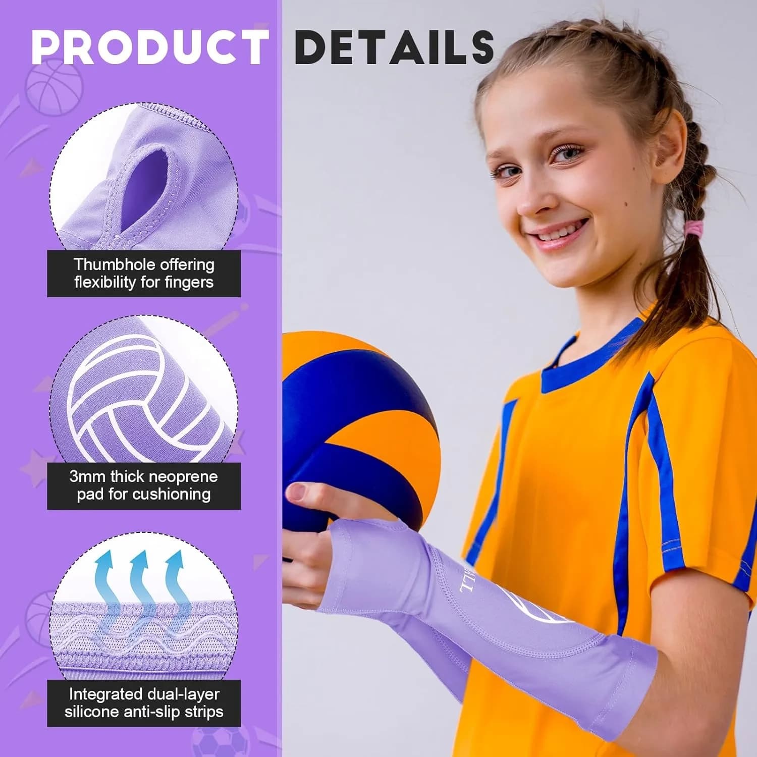 Volleyball Arm Sleeve Gloves Forearm Compression Test Training Wrist Brace Guard Sports Arm Guard