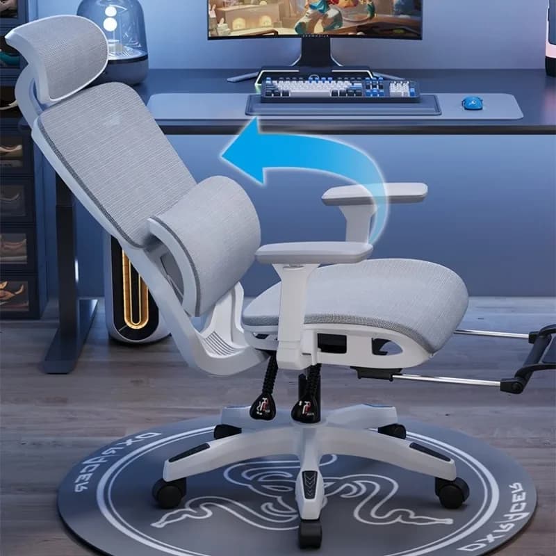 Sedia Ergonomica da Ufficio Regolabile Reclinabile per Computer e Gaming con Supporto Lombare, Poggiatesta e Seduta in Rete