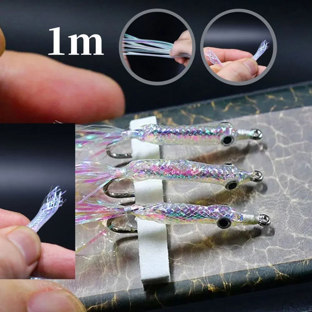 1x Fly Tying Midge Ribbing Nymph Streamer materiale del corpo Pearl Flasher String Minnow Multicolor Tinsel Mylar Mesh Tube Braid Tube
