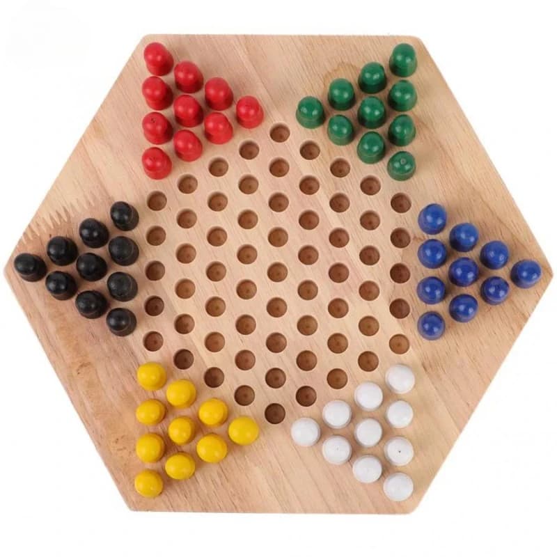 Dama cinese Set lavagna educativa in legno Set di pedine classiche per bambini Set da tavolo di strategia Set da gioco per bambini giocattolo per famiglie scacchiera regalo