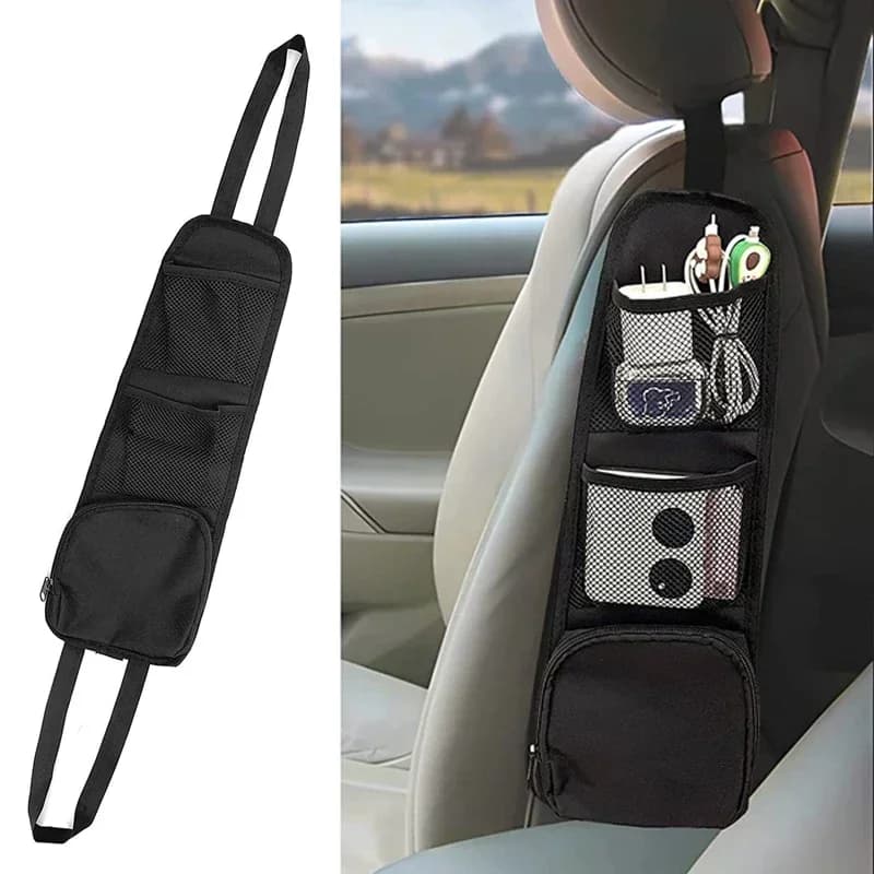 Organizer Laterale per Sedile Auto, Borsa Portaoggetti Sospesa per Sedile Auto, Portabevande Multitasca per Camion, Porta Telefono con Tasca a Rete per Sedile Auto