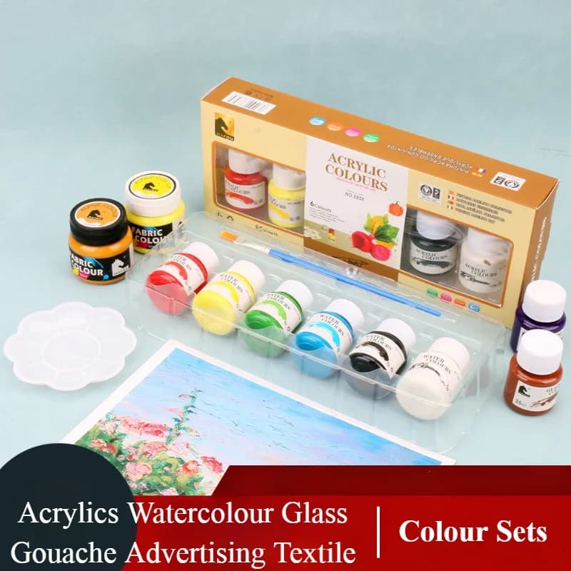 6-color Glass Acrylic Pigment Set 25ml Gouache Watercolor Graffiti Pigment DIY Beginner Textile Advertising Painting Paint
