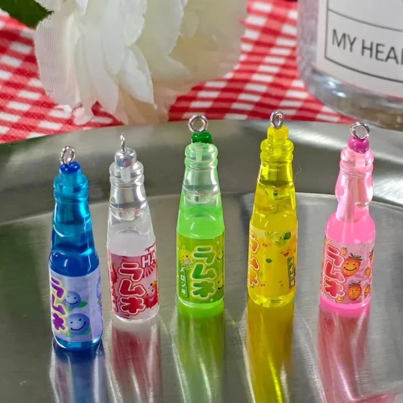 10pcs Mini Soda Bottle Resin Charms Kawaii Drink Bottle Pendants For Diy Earrings Keychain Jewelry Making Crafts Supplies