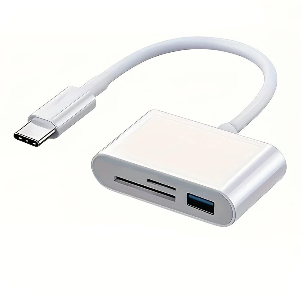 Lettore di Schede SD 3-in-1 con Adattatore OTG e Porta USB 2.0 Compatibile con MacBook Pro, Laptop, PC, Fotocamere e Telefoni Cellulari