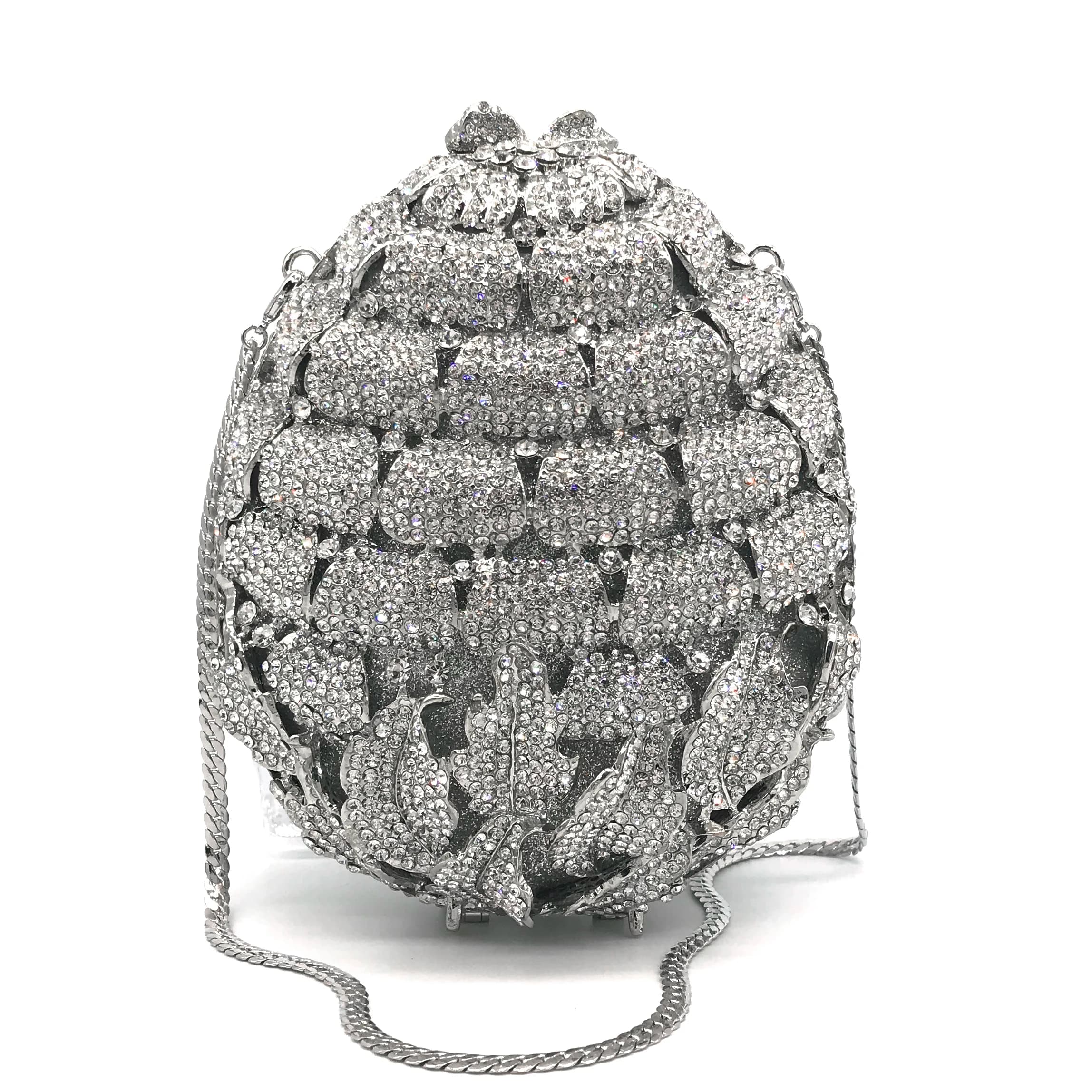 Wholesale Luxury Silver Pineapple Lady Evening Bag Crystal Decoration Formal Party Lady Handbag