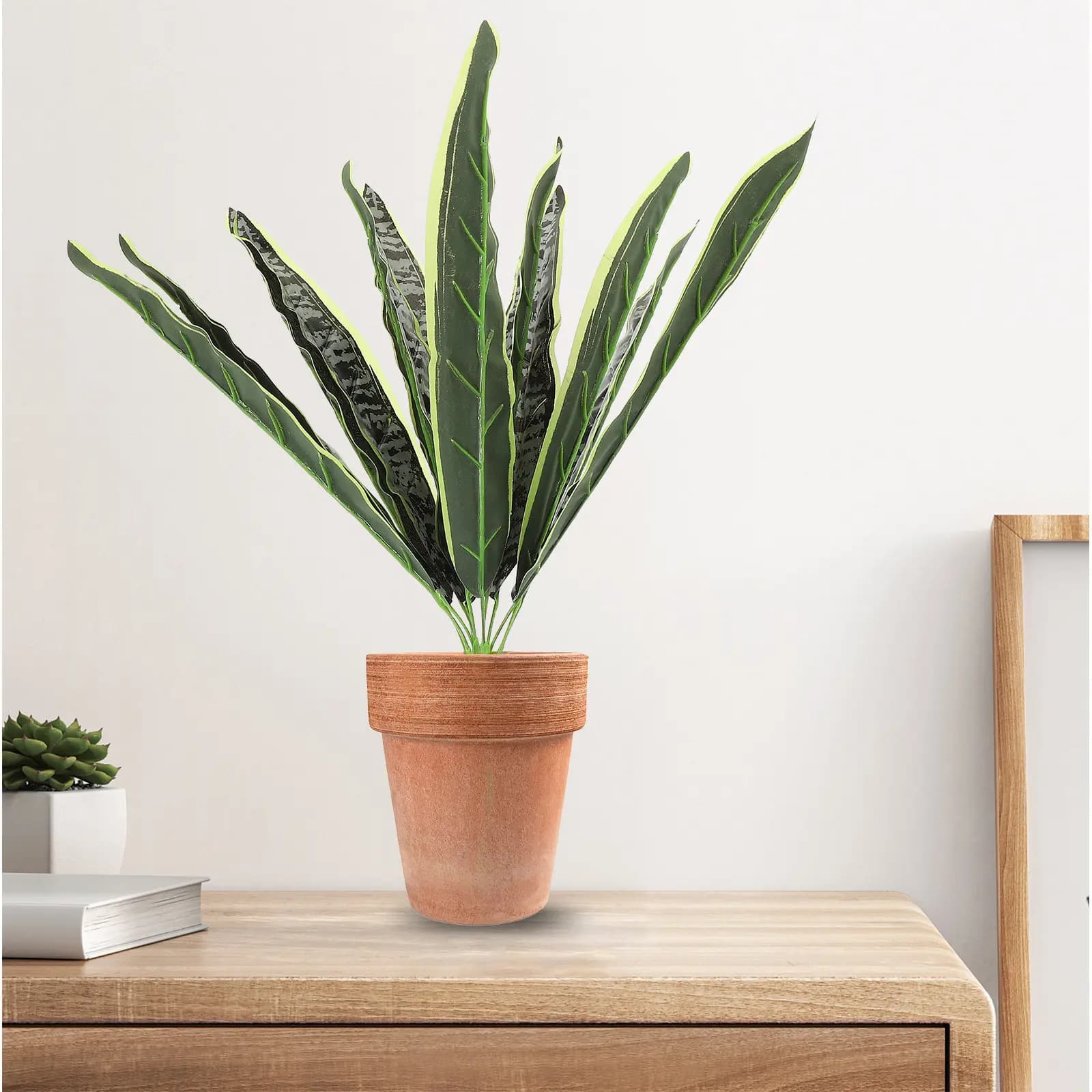 Bonsai Finto di Sansevieria, Pianta Artificiale in Vaso, Decorazione in Plastica per Interni, Casa, Ufficio, Hotel, Club, Ristorante