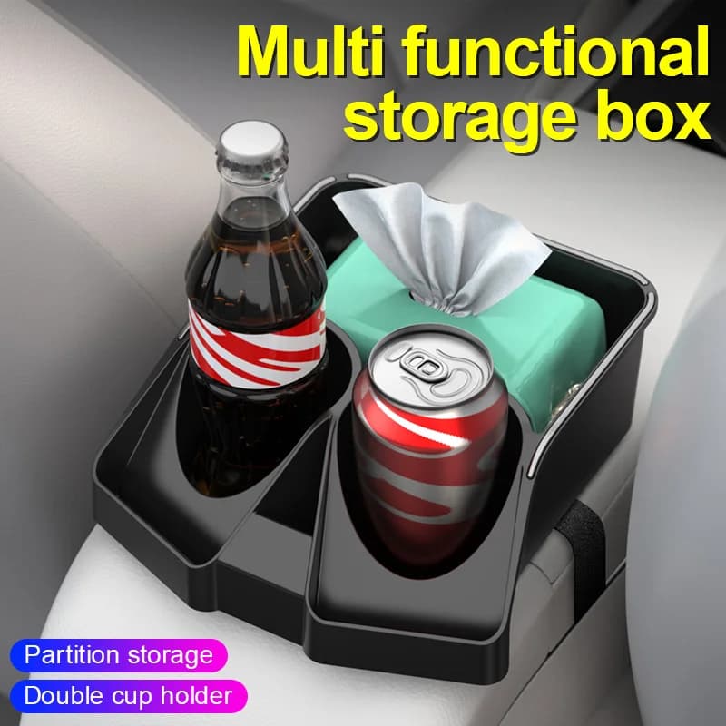 Organizer Premium per Bracciolo Auto, Multifunzionale, Portabicchieri, Portafazzoletti, Portachiavi, Portacarte, Portaocchiali, Portatelefono, Tasca per Auto