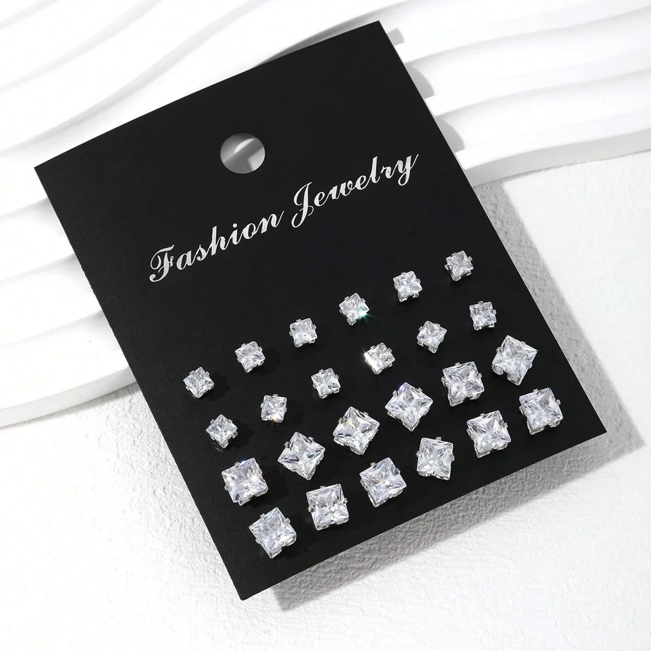 12 Pairs Dainty Luxury Cubic Zirconia Stud Earrings Set Minimalist Shiny Multi-Style Small Earring Pack Hypoallergenic Daily Party Wedding Couple Jewelry Birthday Holiday Gift Wholesale Dropshipping