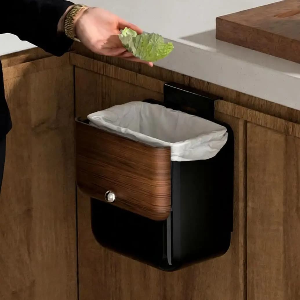 Contenitore per Compost da 3,2 Galloni, Bidone Sottolavello con Coperchio, Cestino Sospeso per Ufficio, Cucina, Armadio, Bagno, Camera da Letto, Nero
