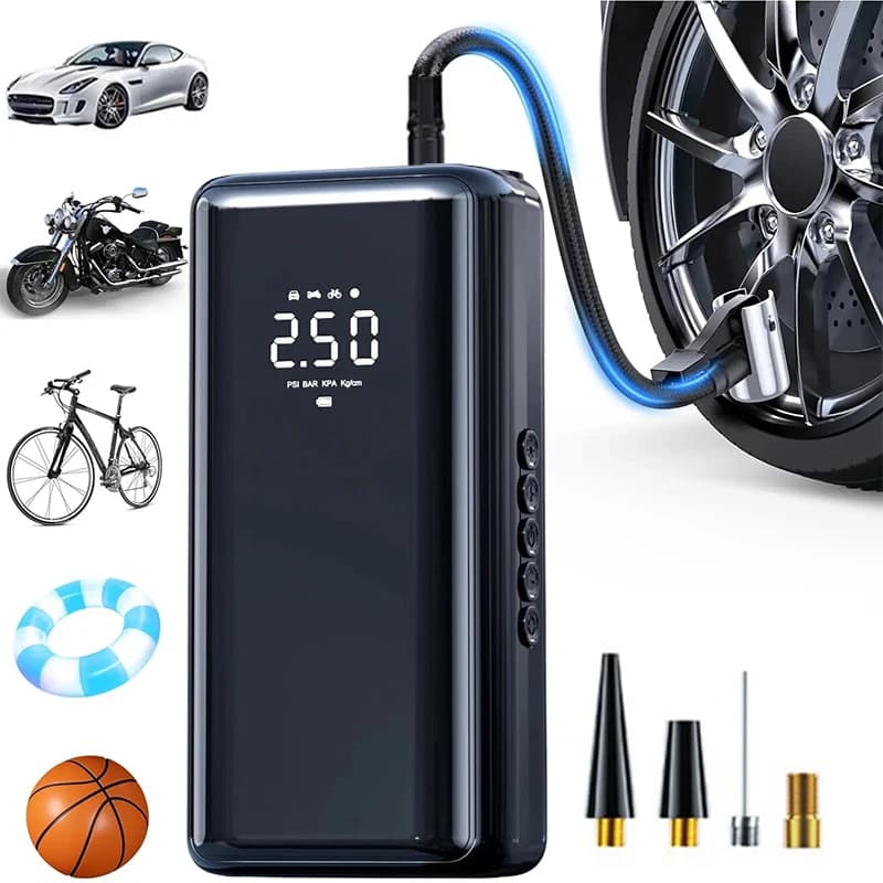 Gonfiatore per pneumatici per moto da auto 5400mAh 12V 150psi compressore d'aria portatile elettrico pompa ad aria per pneumatici per biciclette per palloni da moto