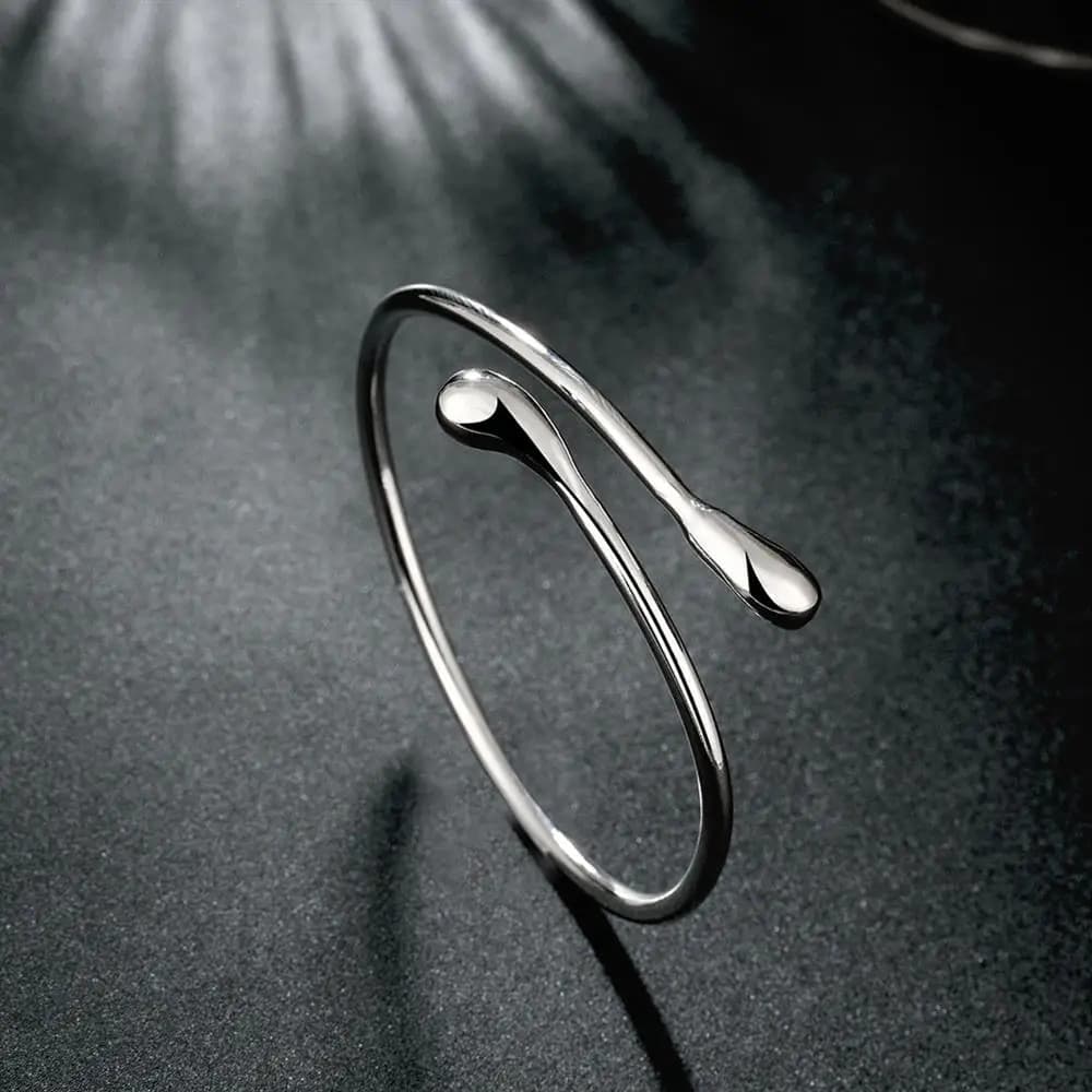 Braccialetti in argento sterling 925 per donna, braccialetti con gocce d'acqua, gioielli alla moda per matrimoni, feste, Natale, regalo per lei.