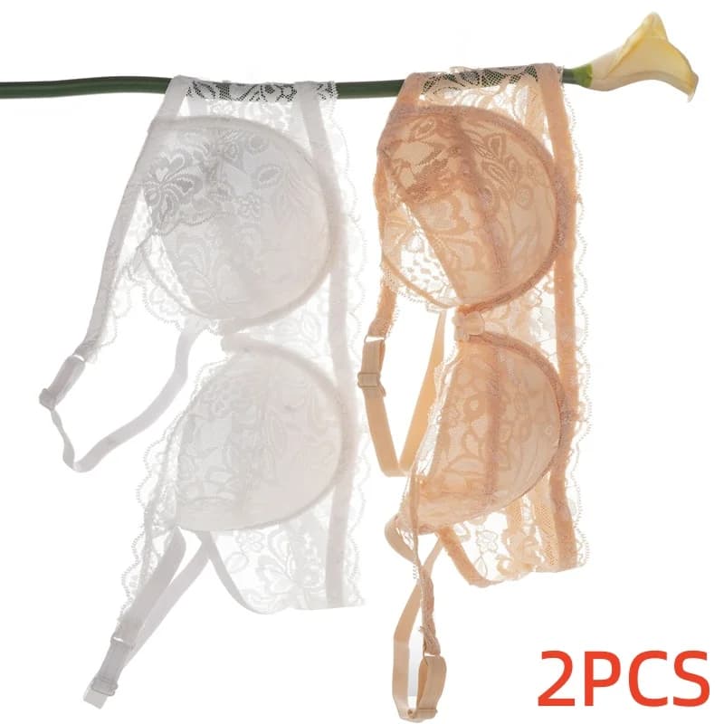 2Pcs Women Sexy Floral Lace Bra Underwire Comfortable Breathable Push‑Up Bra Ladies Everyday Adjustable Shoulder Straps Lingerie