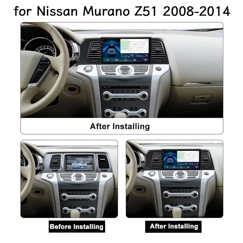 4+64G 9''Car Stereo GPS Navigation for Nissan Murano Z51 2008-2014 Android15 with Carplay Android Auto Bluetooth WiFi FM/RDS SWC