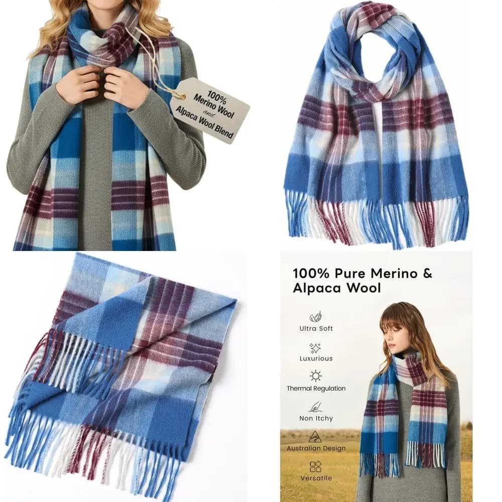 Lussuosa sciarpa da donna in misto lana merino e alpaca, scialle in stile pashmina australiano, morbido involucro simile al cashmere per regali natalizi