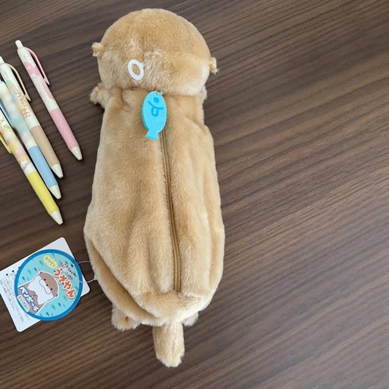 Astuccio in peluche a forma di lontre, simpatico astuccio portapenne a forma di animale dei cartoni animati, custodia per cancelleria, articoli scolastici, astucci in peluche