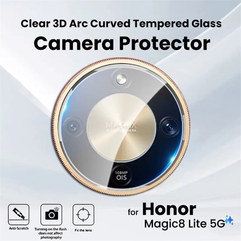 3-1 Pezzi Protezioni per Lenti Fotocamera in Vetro Temperato 3D Trasparente Curvo per HonorX9d Honor X9d X 9d X9 d Magic8 Lite 8Lite Light Magic8Lite