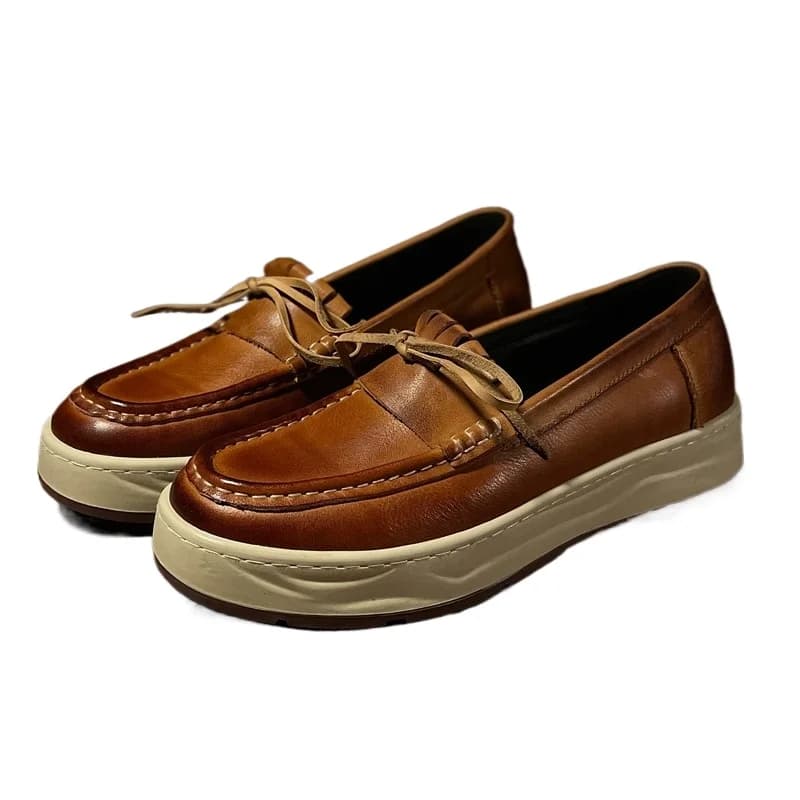 Mocassini slip on in vera pelle Scarpe da uomo Casual Sport Suola spessa Moda Oxford Scarpe da lavoro da lavoro per giovani Scarpe da uomo