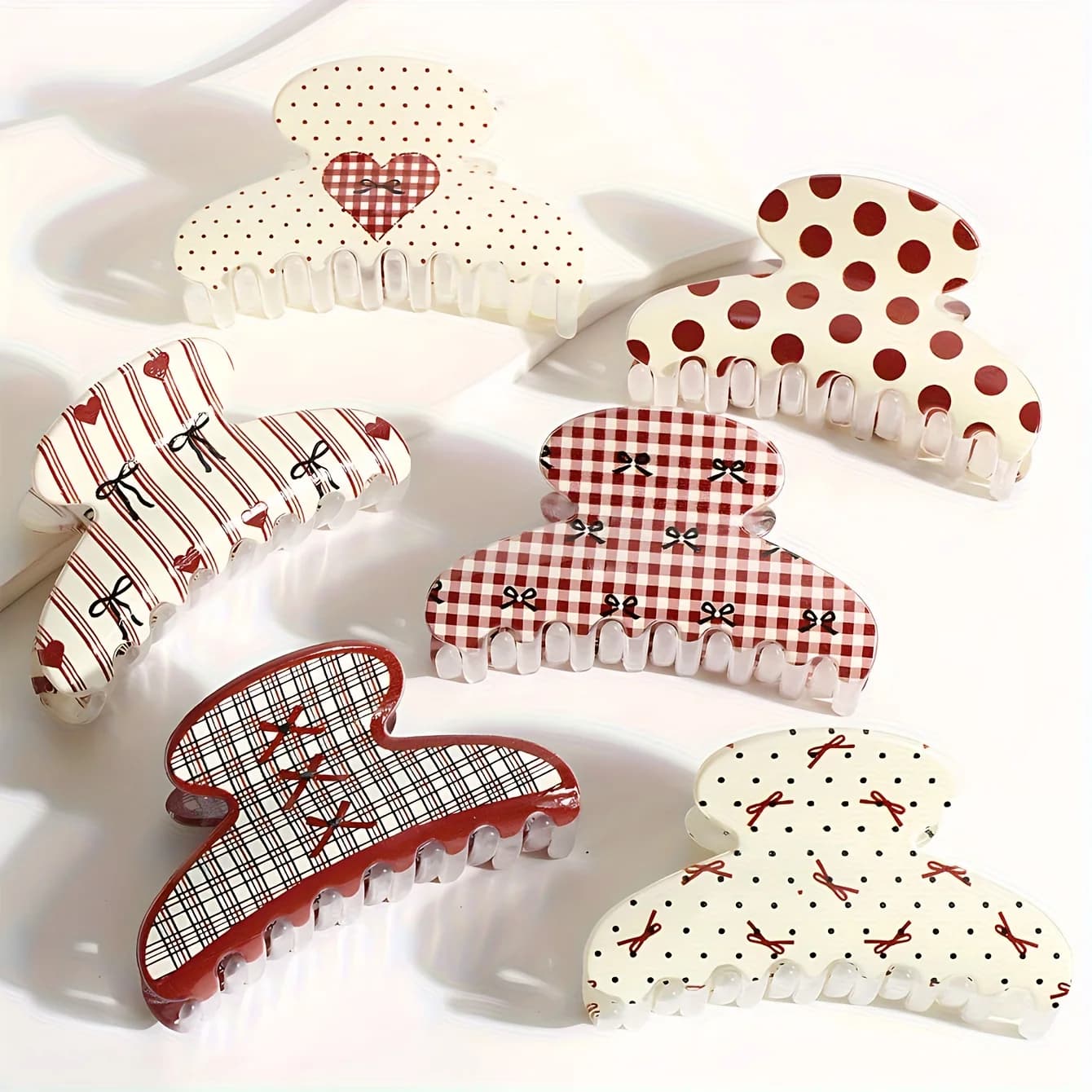 6 fermagli per capelli eleganti con fiocco e cuore, accessori per capelli carini e chic per le donne, perfetti per la casa, l'uso quotidiano, fermaglio per capelli, gancio per capelli