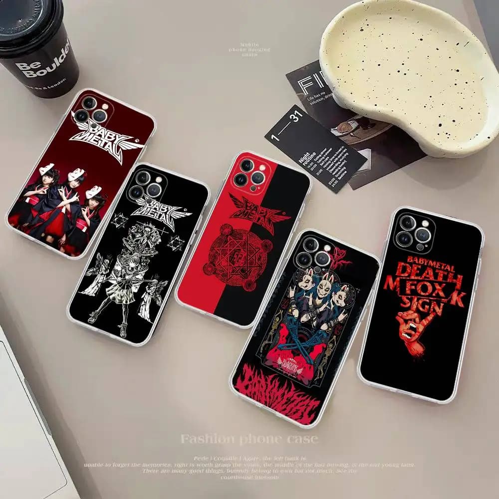 TPU Transparent Cover for iPhone 17 15 14 13 12 11 Pro Max Plus with Design Pop Band B-Babymetal