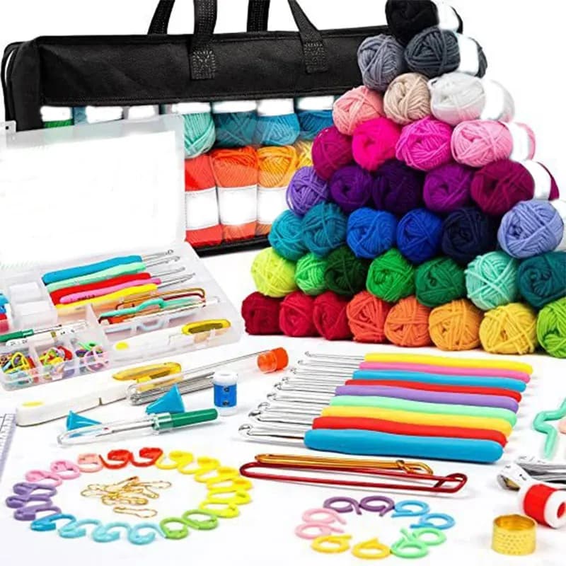 Kit di Filati, Set Completo per Uncinetto con Ganci in Alluminio, Ideale per Professionisti