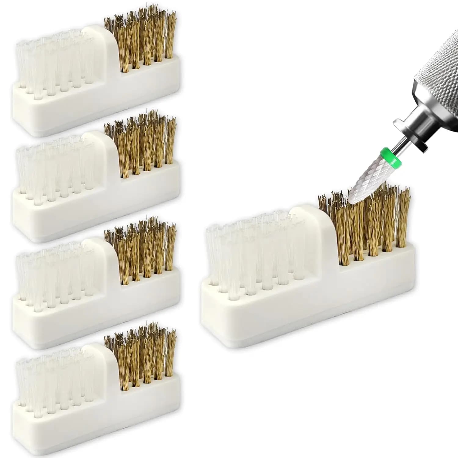 Set di 5 pennelli per punte da trapano per unghie, filo di ottone, strumenti essenziali per unghie, accessori per unghie in gel acrilico