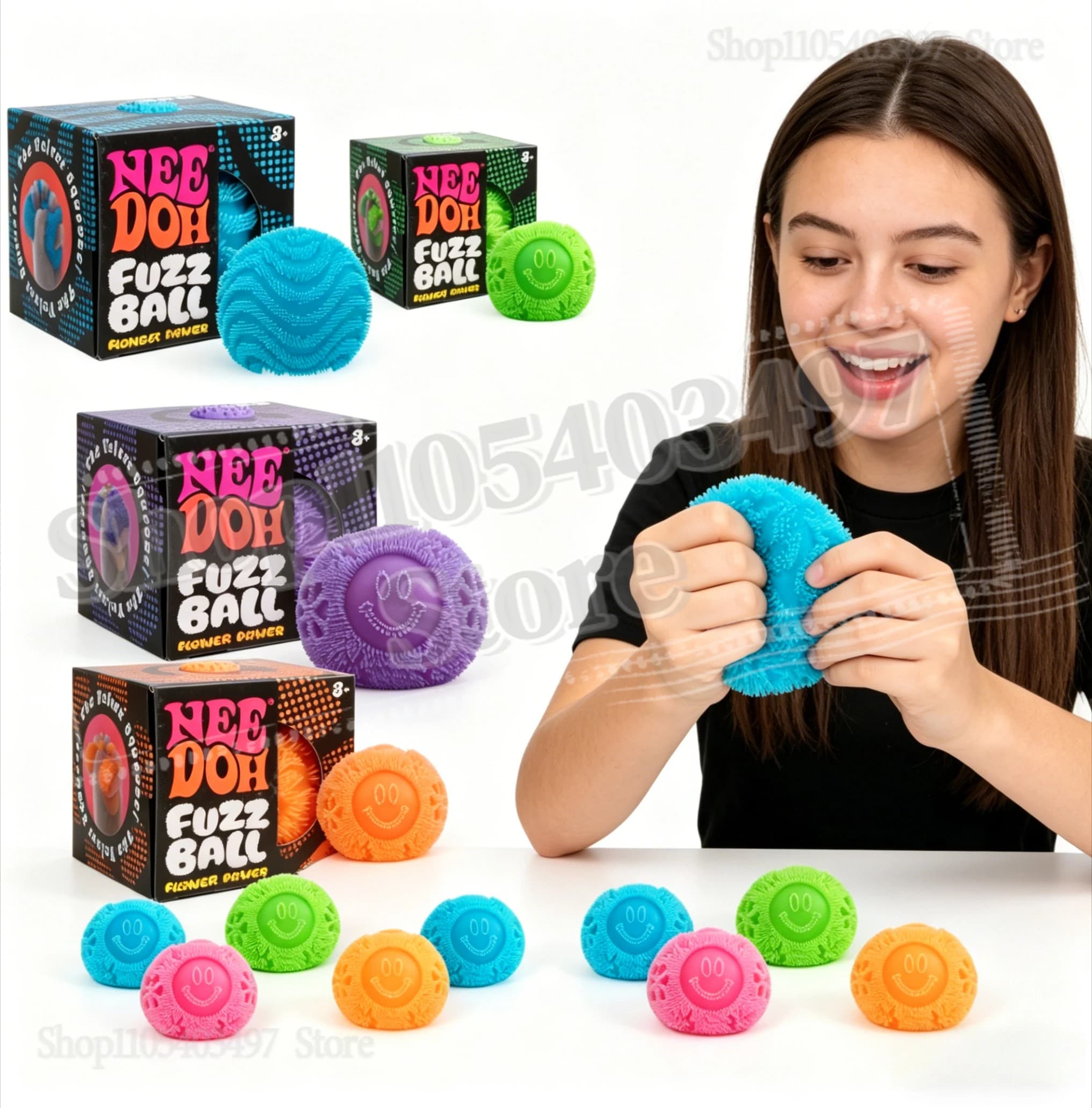 Pallina Sensoriale Morbida e Soffice a Forma di Fiore NDoh Fuzz Ball Wonder Waves, Giocattolo Antistress Testurizzato per Adulti e Bambini