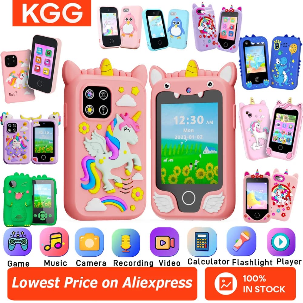 Bambini Smart Phone Giocattolo Fotocamera Unicorno Bambino Mobile Lettore musicale MP3 Fotocamera digitale Giocattoli educativi Regali di compleanno Ragazze Ragazzi