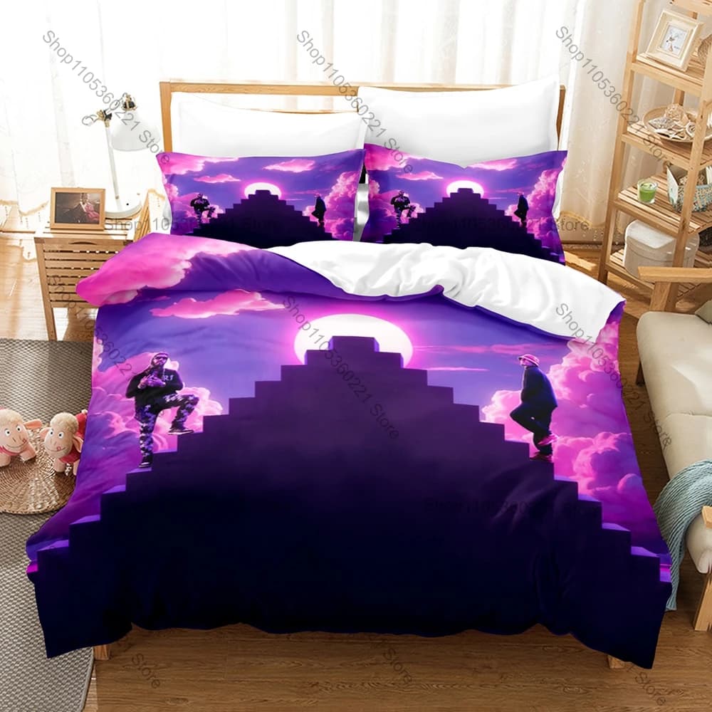 Omar Courtz Fan Merch Duvet Cover + 2 Pillowcases, Puerto Rican Artist Portrait Bedding for Latin Music Lovers Collection
